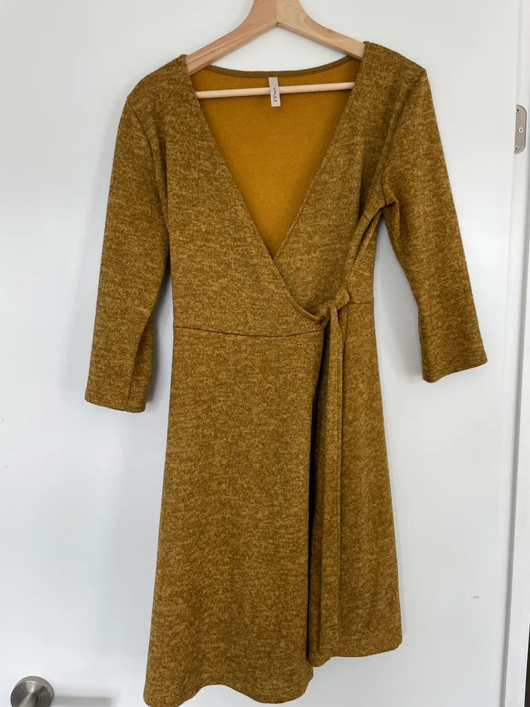 Mustard Yellow Winter Wrap Dress photo 1