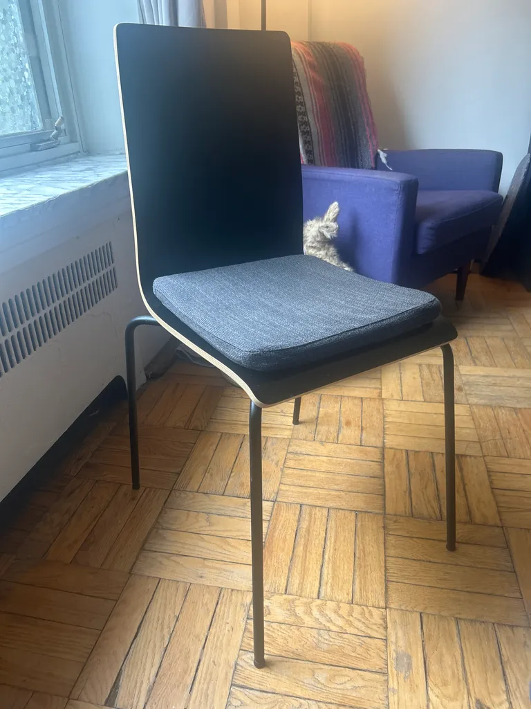 Black IKEA kitchen chairs + cushions  photo 1