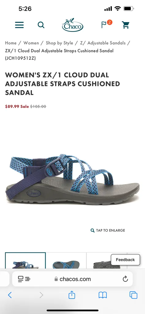 Chaco WOMEN'S ZX/1 CLOUD DUAL ADJUSTABLE STRAPS CUSHIONED SANDAL photo 1