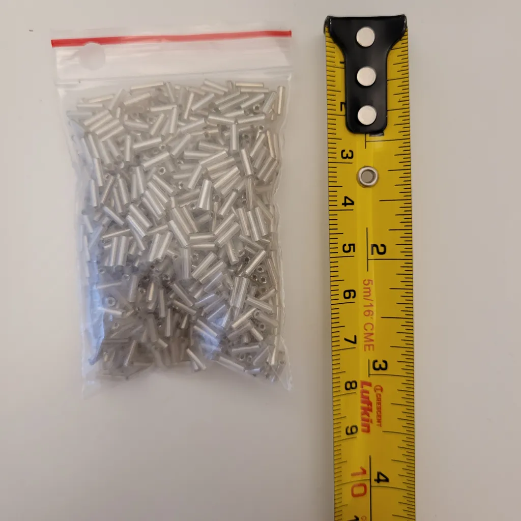 Silver Tubular Glass Beads (H3Z) photo 1
