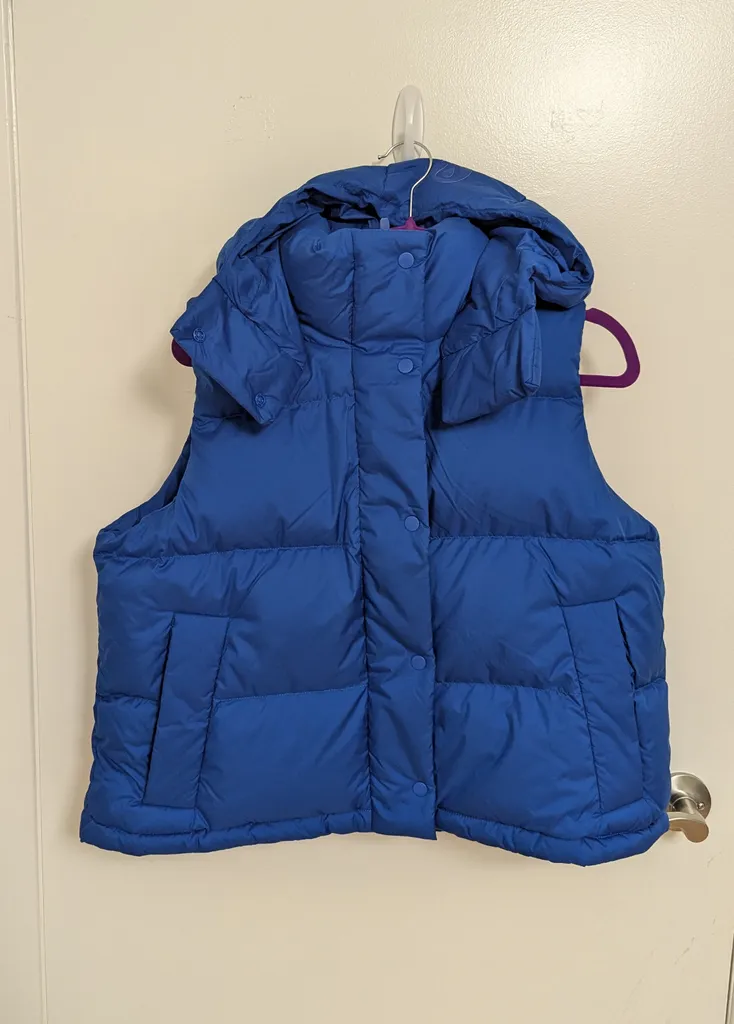 Brand New Lululemon Down Vest with Hood - Blue - Size 8 photo 1