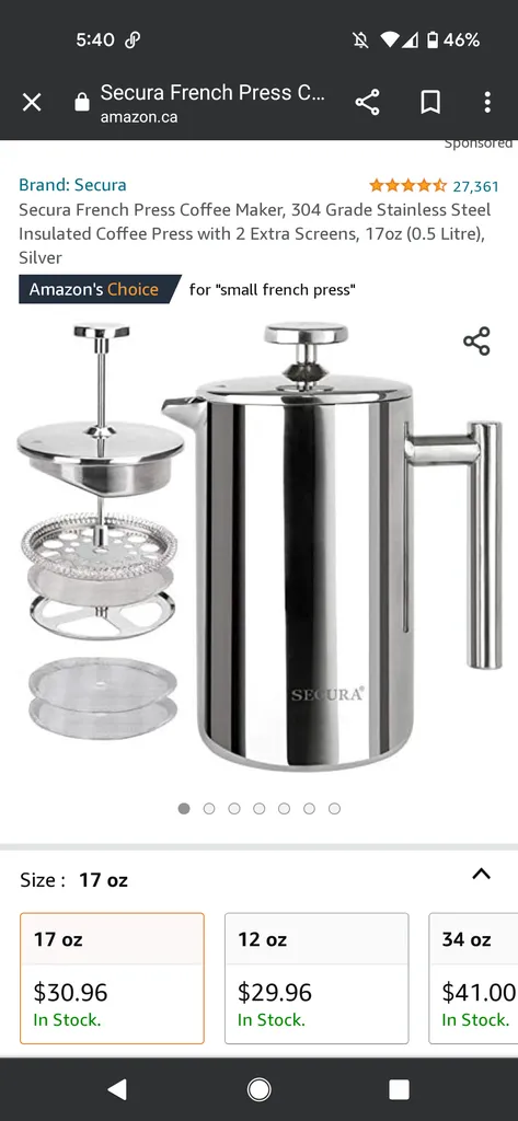 Secura coffee press photo 1