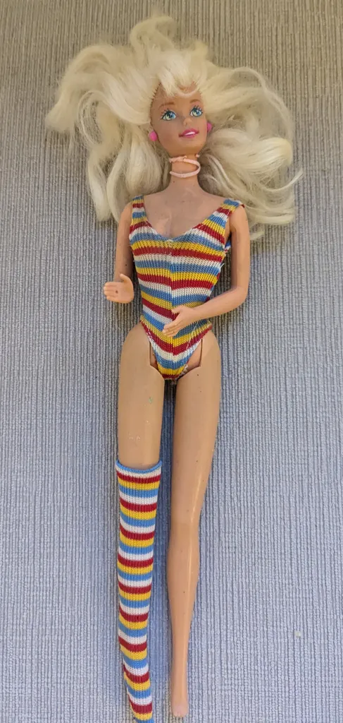 Vintage Barbie Doll with Striped Outfit photo 1