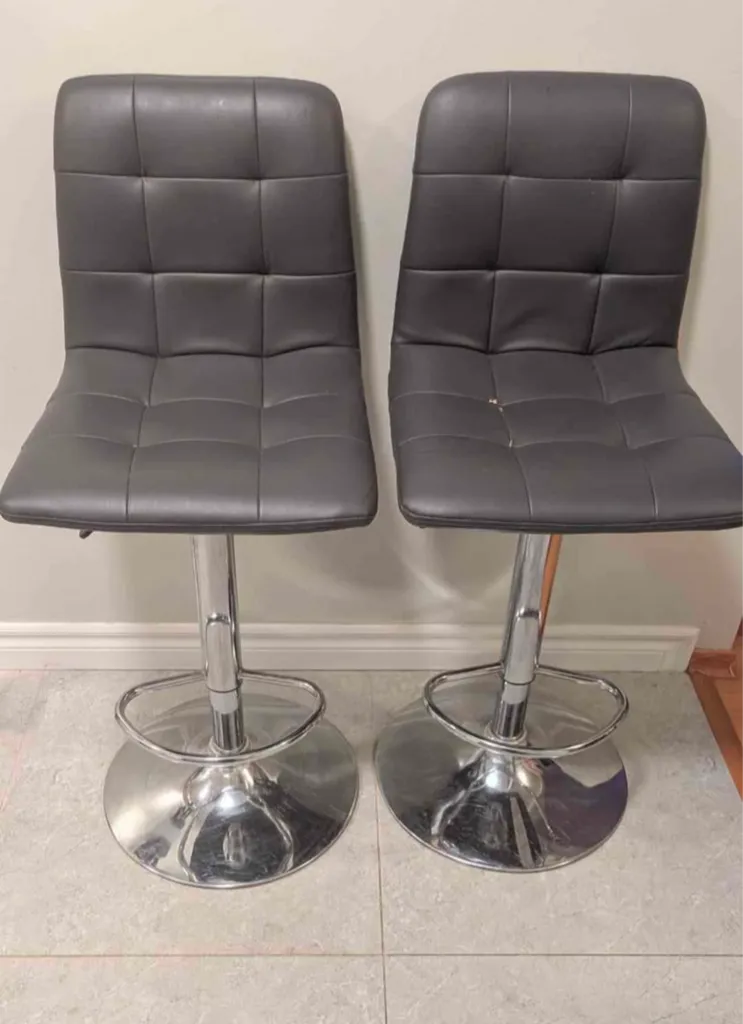 Set of Two Adjustable Grey Bar Stools photo 1