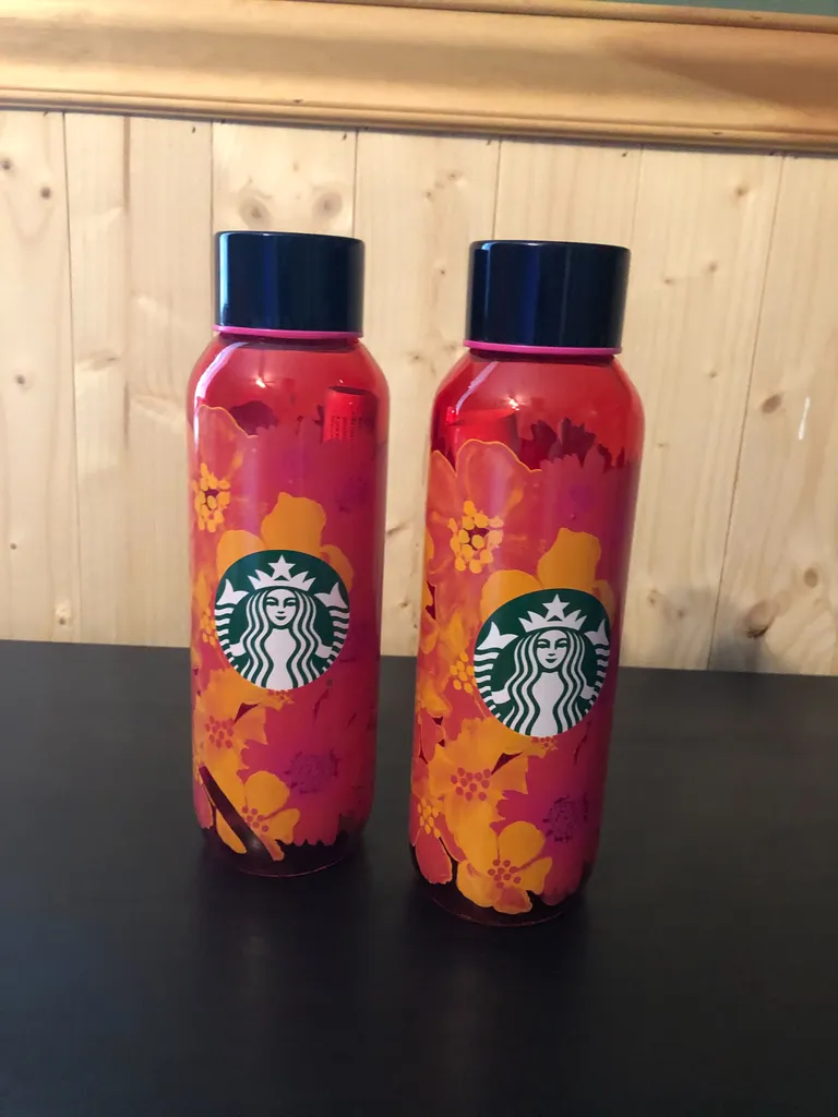 2 New Starbucks Pink Floral Waterbottles  photo 1