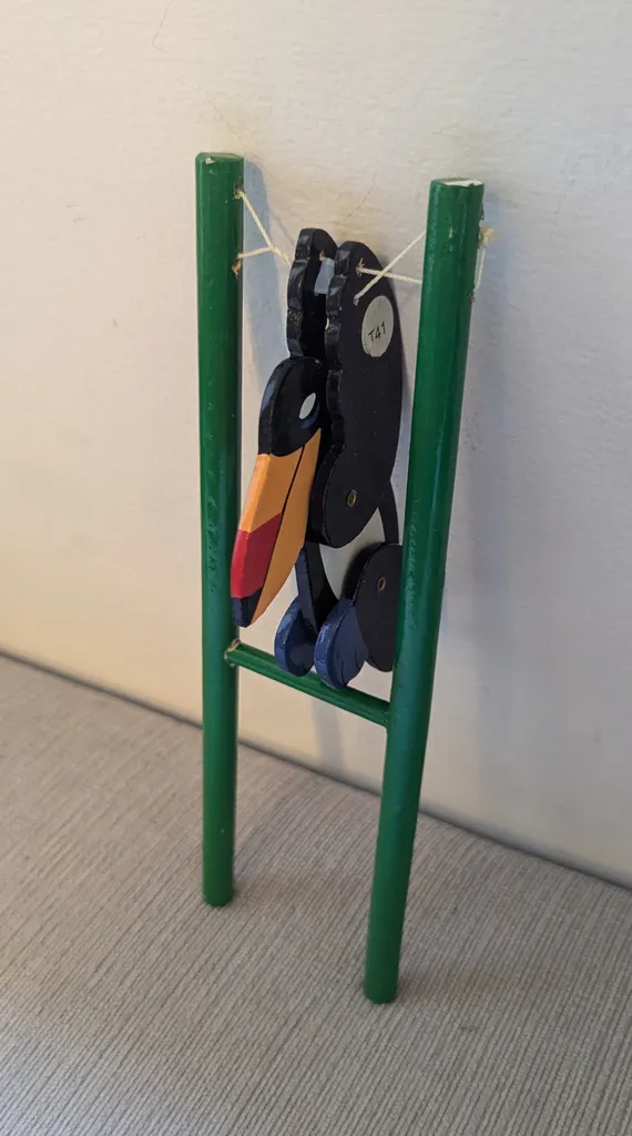 Vintage Wooden Toucan Climbing Toy photo 1