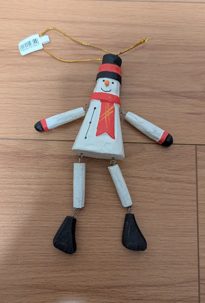 Brand New Wooden Snowman Christmas Ornament photo 1