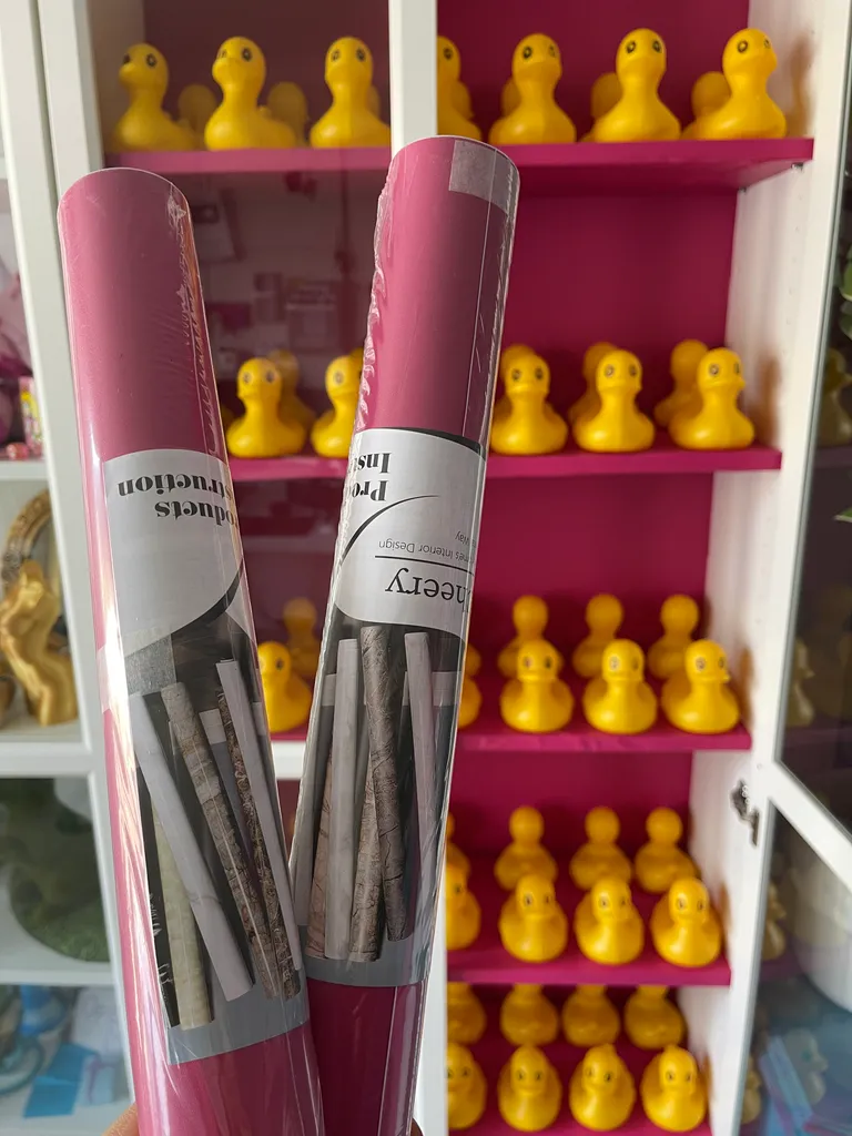 Pink stick n peel Wallpaper for furniture / wall photo 1