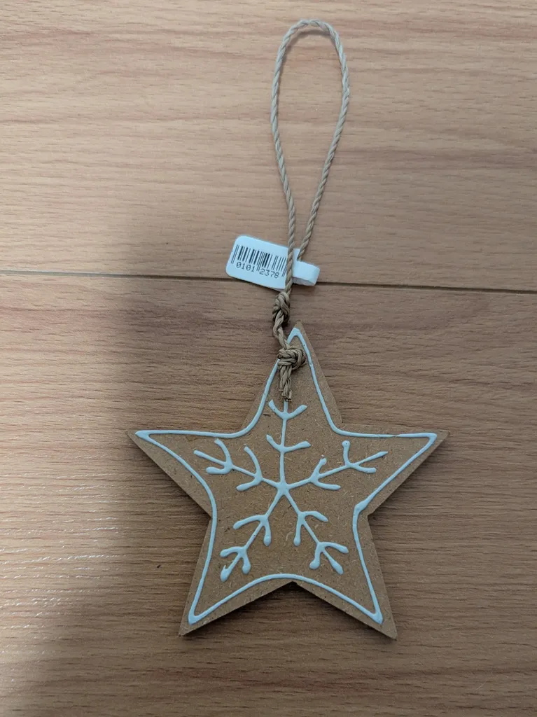 Brand New with Tags Wooden Star Christmas Ornament photo 1
