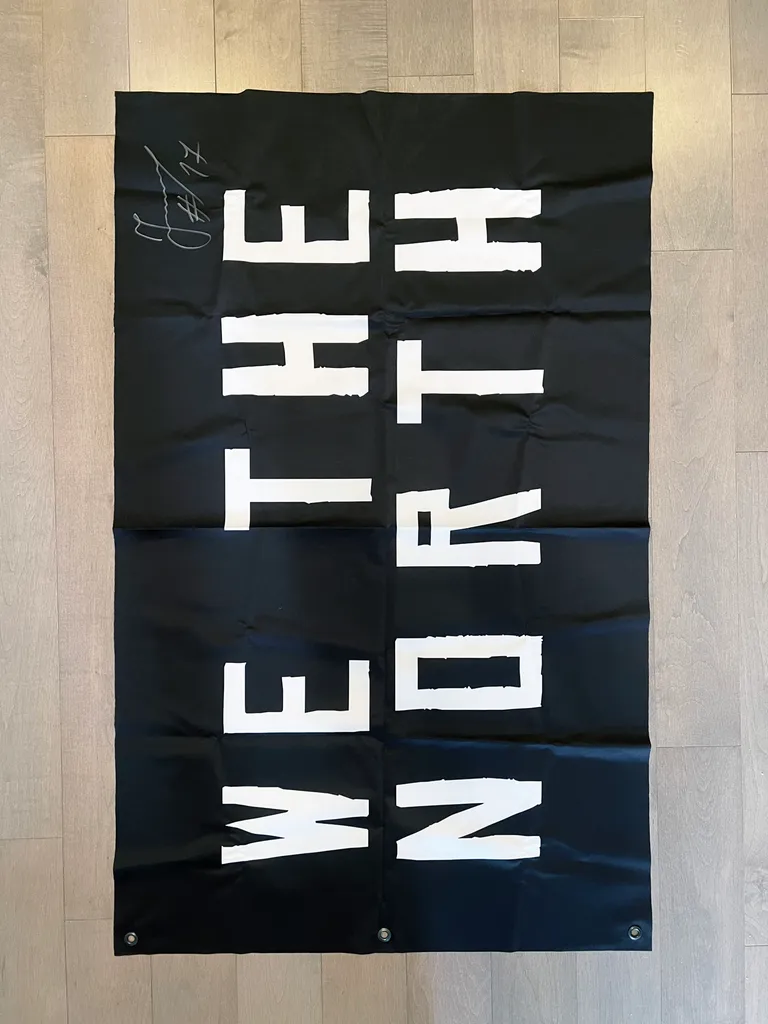 Autographed Jonas Valančiūnas Raptors We The North Flag Like New photo 1