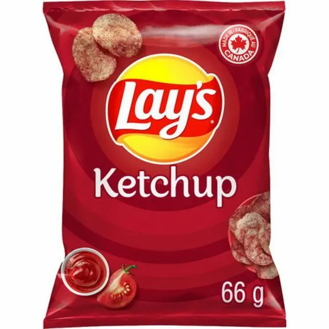 BOX OF 33 SMALL BAGS OF LAYS KETCHUP CHIPS photo 1