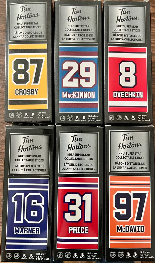 Set of 6 Brand New Tim Hortons 2020 Stick Locker Limited photo 1