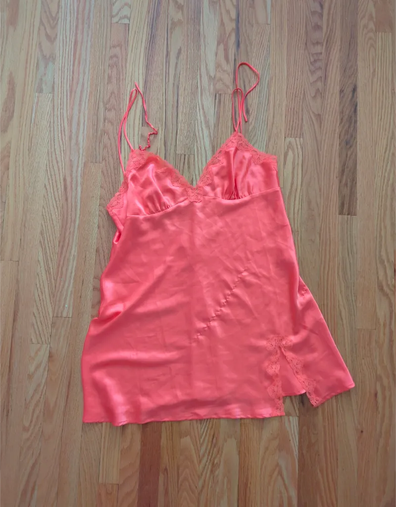Coral Pink Satin Camisole Slip photo 1