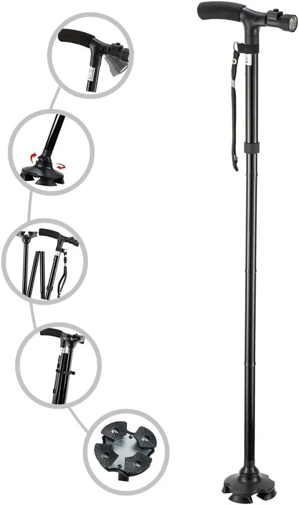 Folding Cane with LED Light, Adjustable photo 1