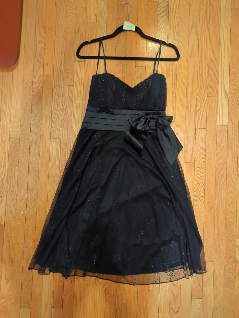 Black Spaghetti Strap Dress with Bow photo 1