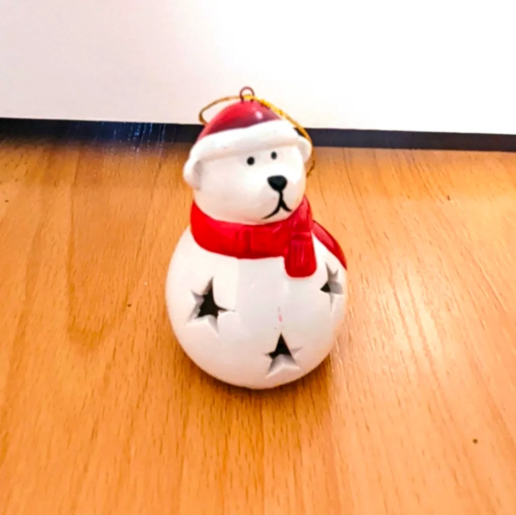 New Christmas Snowman Bear Ornament photo 1