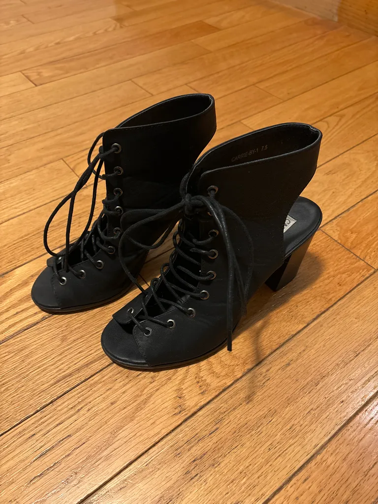 Black strappy heels photo 1