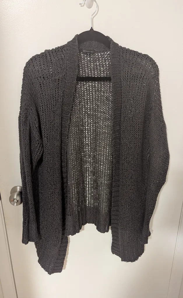 Dynamite Charcoal Grey Knit Cardigan - Size X-Small photo 1