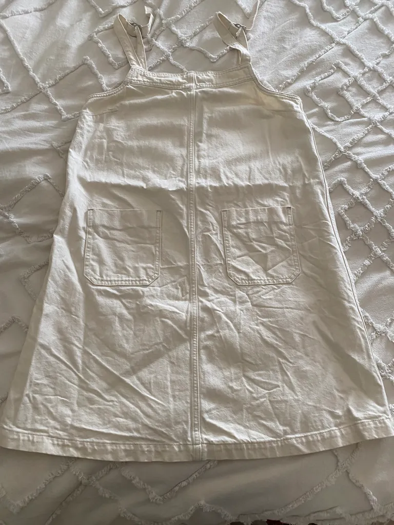 White denim overall dress photo 1