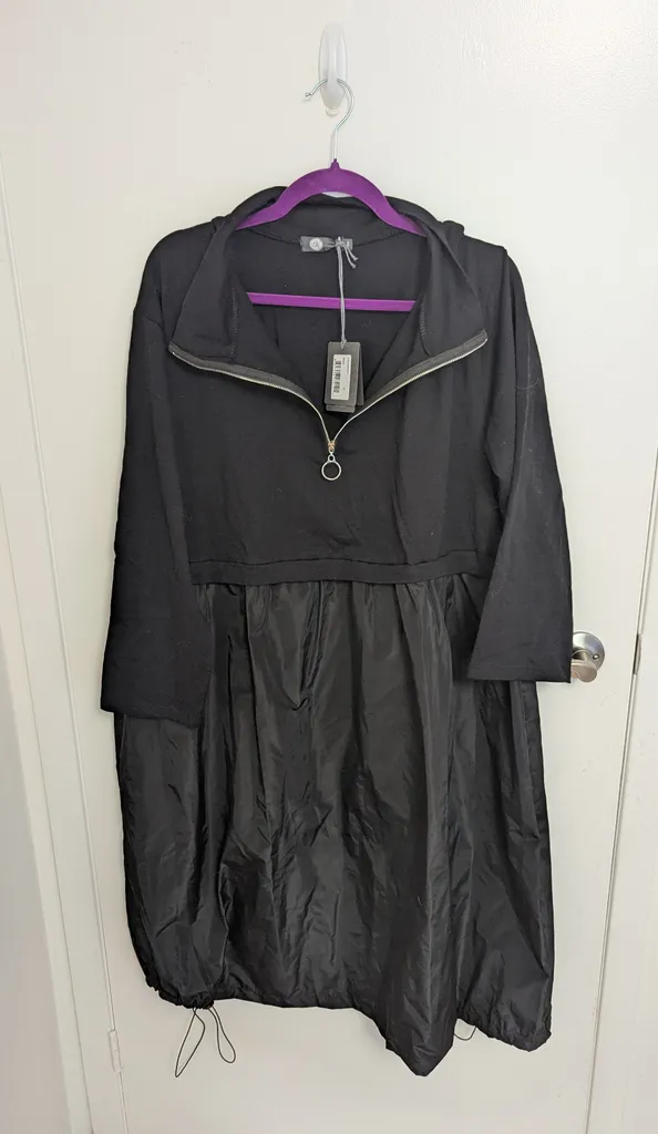 Brand New with Tags N.O.W. Black Hooded Dress, Size Medium photo 1
