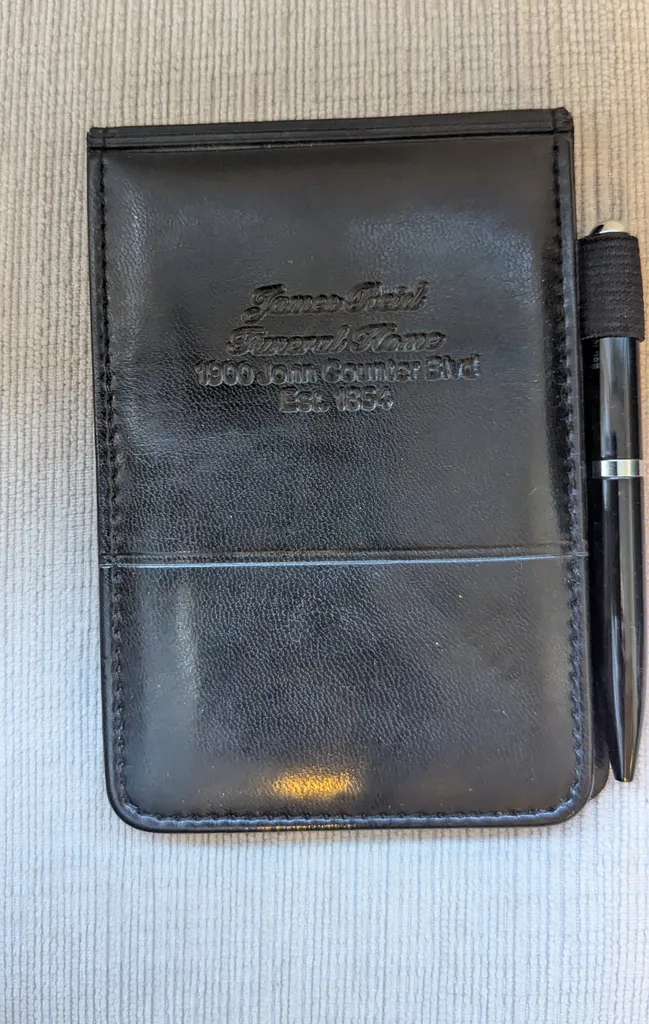 James Reid Funeral Home Small Leather Folder & Pen Set photo 1