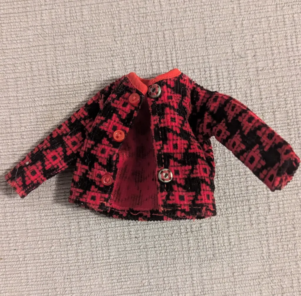 Vintage Doll Jacket - Red and Black Corduroy photo 1