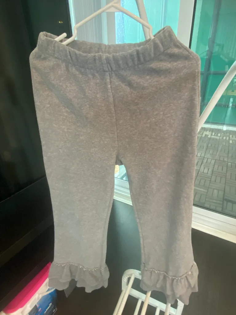 Grey Pants with Ruffle Detail photo 1