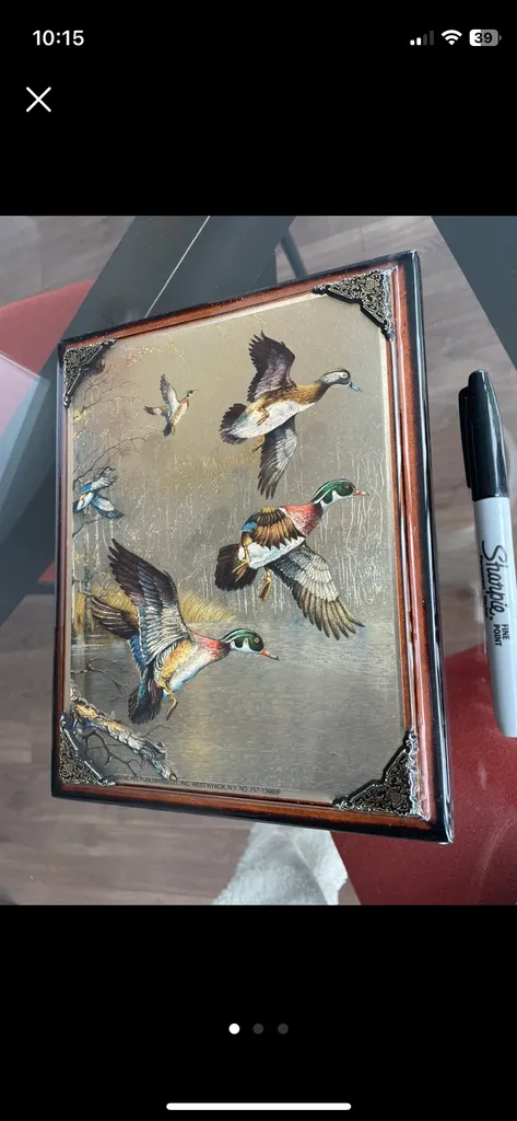 Vintage metallic mallard duck plaque photo 1