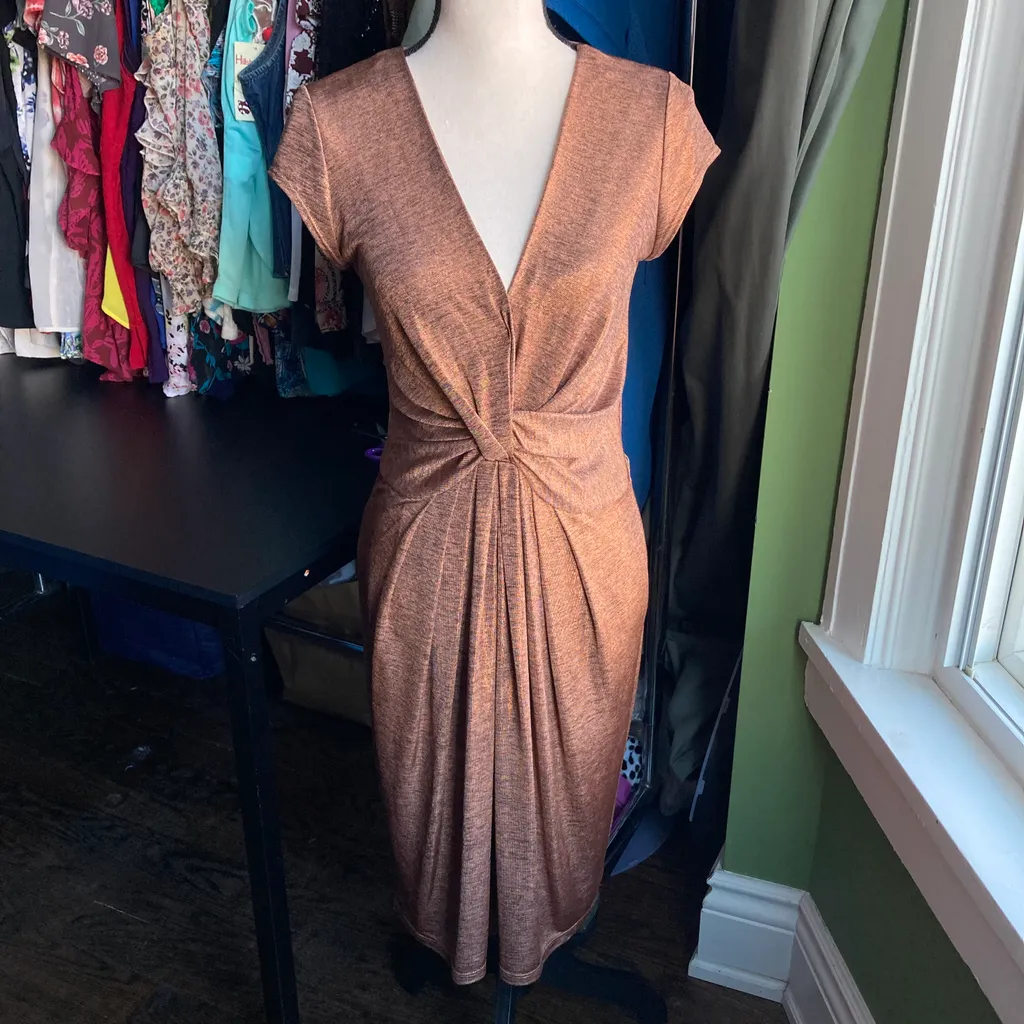 THURLEY GOLD BROWN DRESS SIZE S photo 1