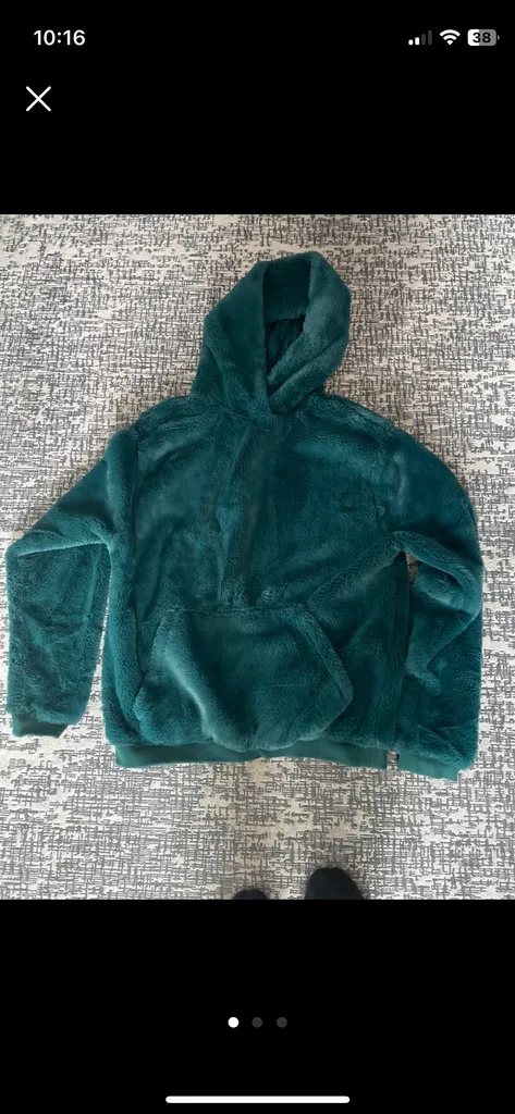 UO Fuzzy green hoodie  photo 1