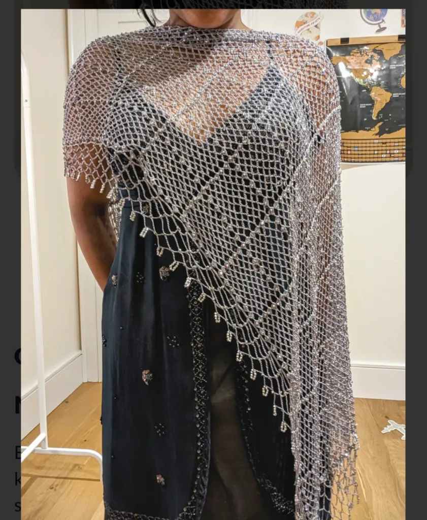 Silver scarf / shawl with crystal beading (Nordstrom) photo 1