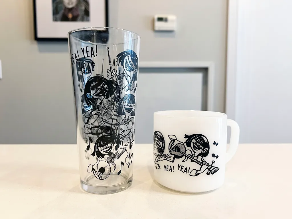 Vintage Beatles Style Mug & Glass photo 1