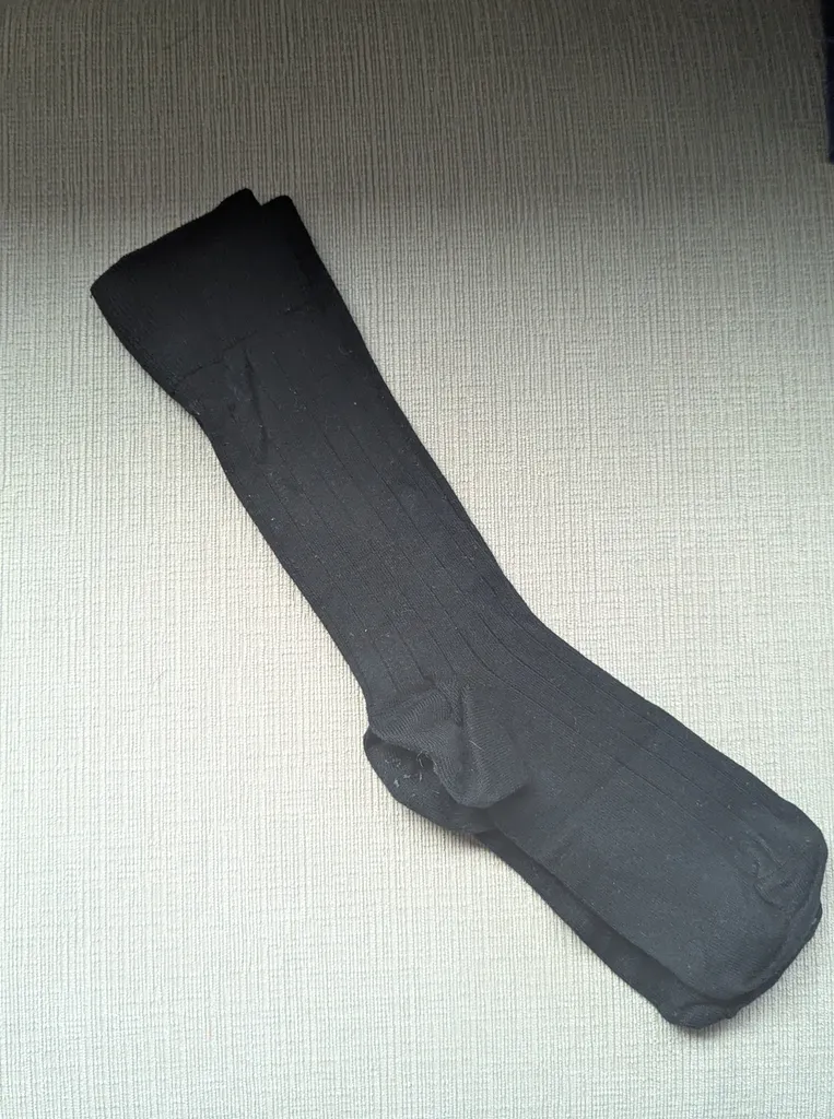 Pair of Black Ribbed Knee-High Socks photo 1