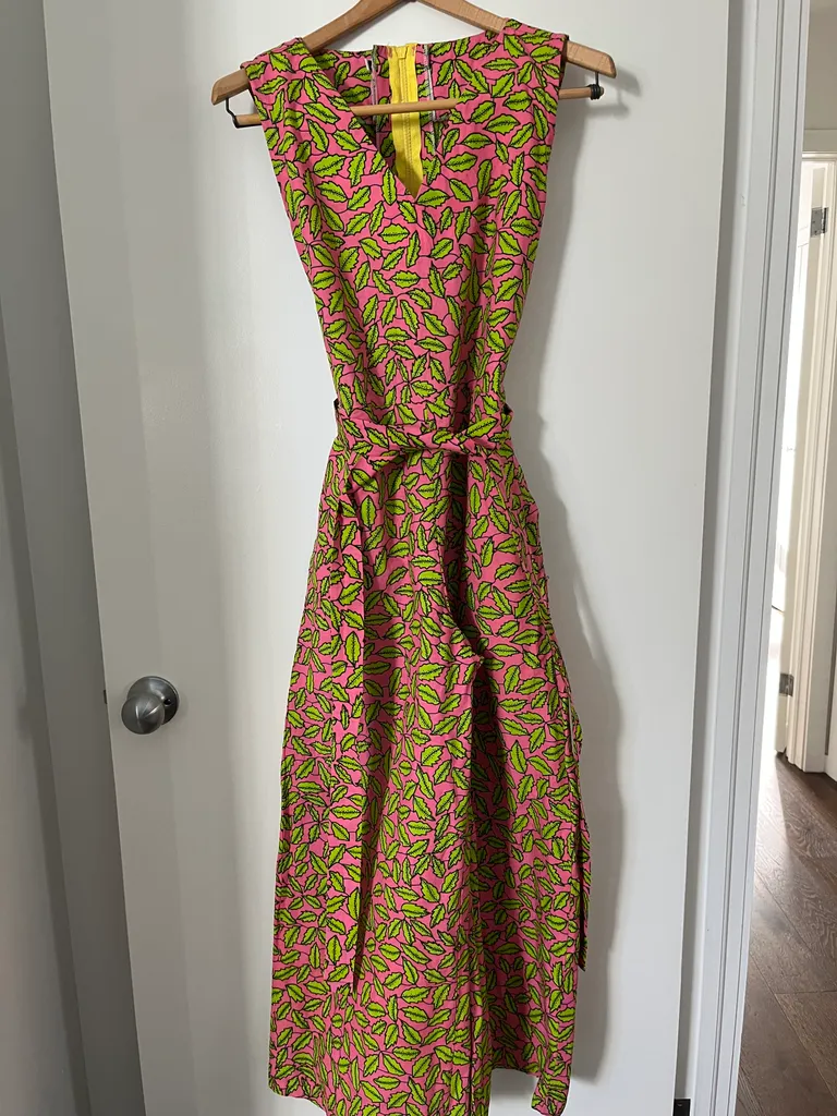 Pink and Lime Green Leaf Print Jumpsuit photo 1