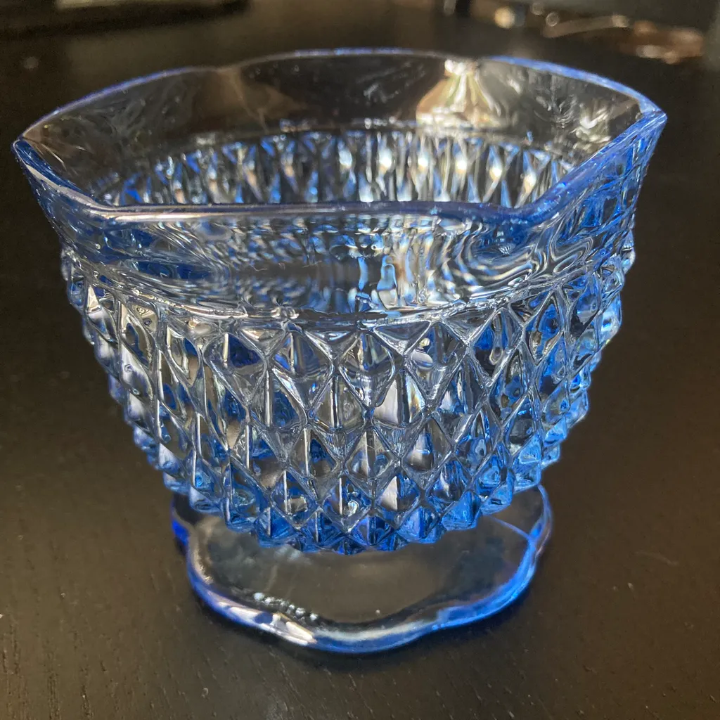 Vintage Indiana Blue sculpted Glass Sugar / Candy Bowl photo 1