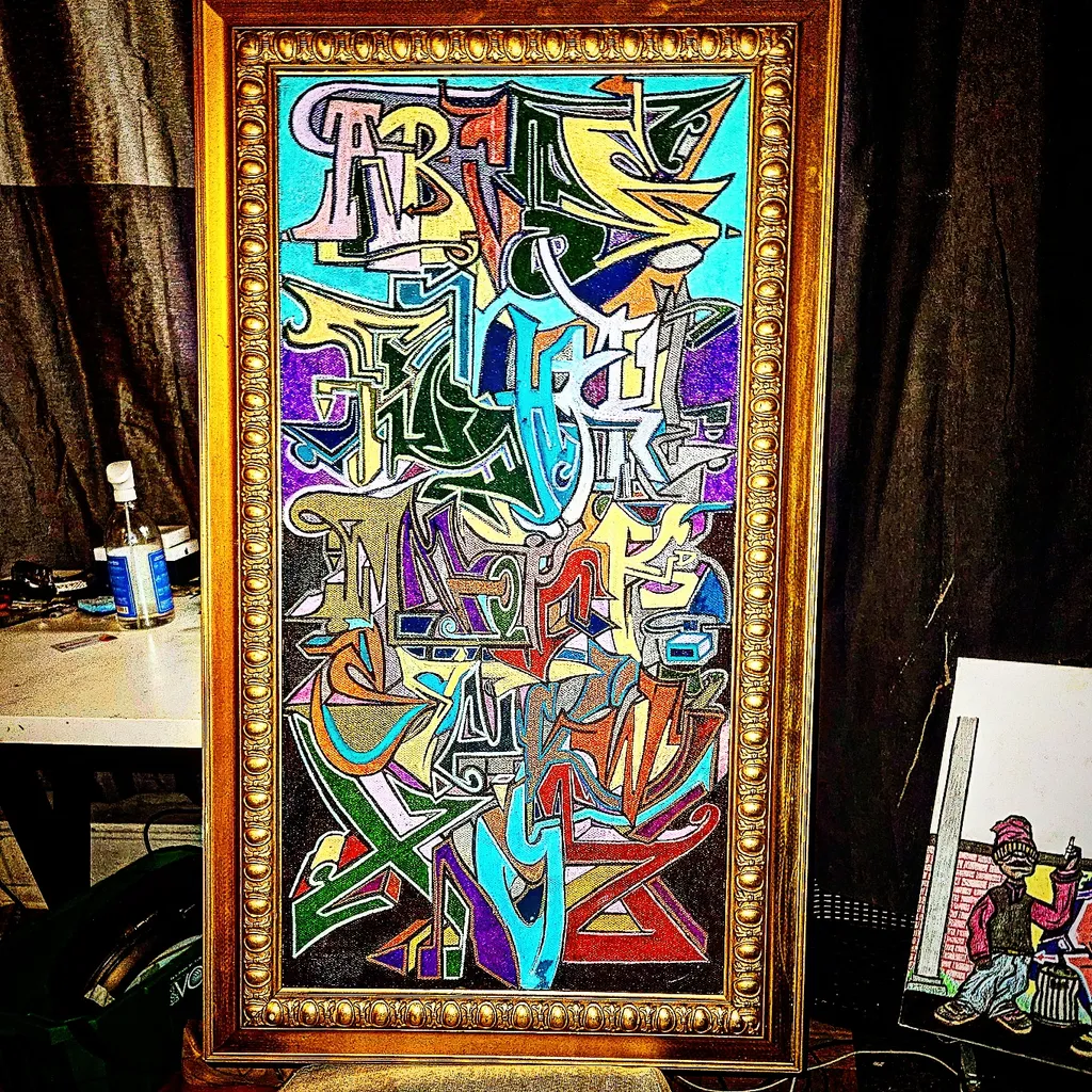 A RARE CUSTOM MADE 1 OF A KIND GRAFFITI ALPHABET PAINTING photo 1