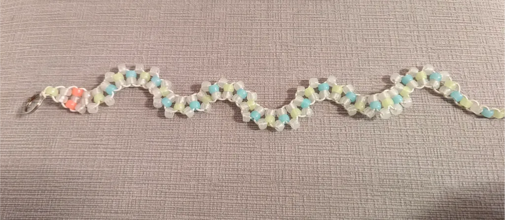 Handmade Beaded Snake Keychain- Pastel Colours photo 1