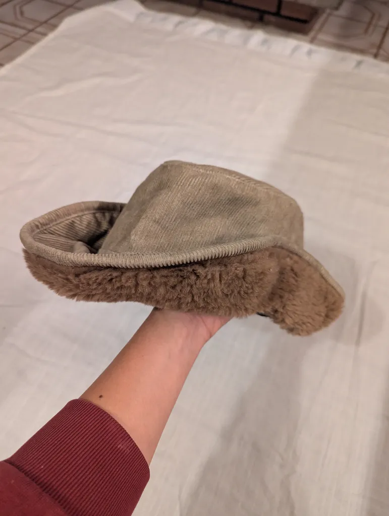 Corduroy and fuzzy hat photo 1
