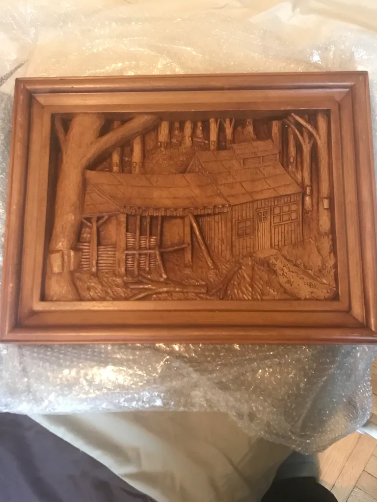 Beautiful hand carved wood hanging photo 1