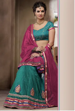 Turquoise/Magenta Lehenga  photo 1