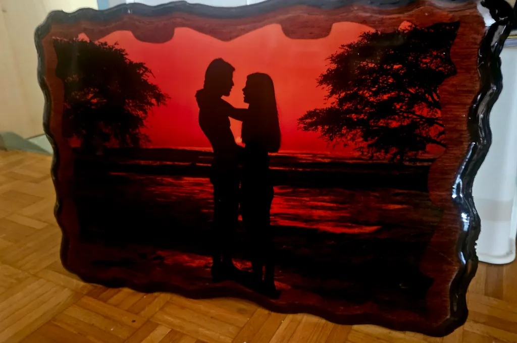 Vintage Print on decotative Wood Slab photo 1