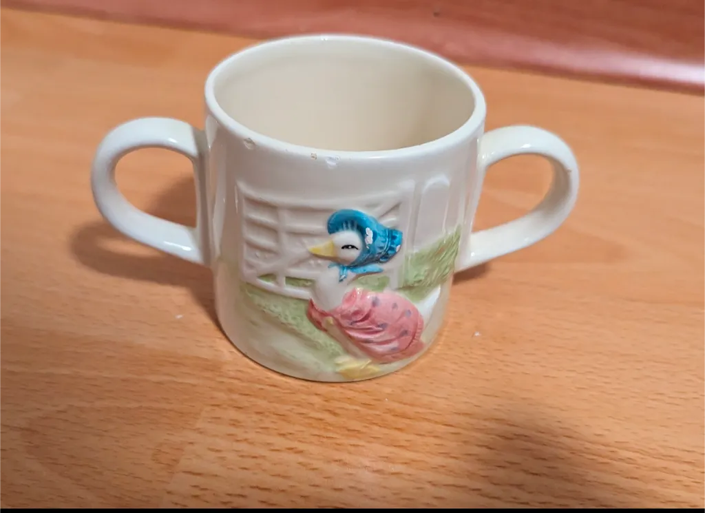 Vintage Cream Ceramic Mug with Mother Goose  photo 1