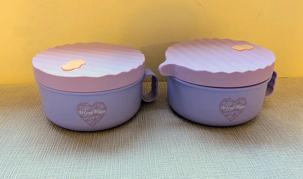 Brand New Ai Love Peace Purple Noodle Bowls (Set of 2) - Gift photo 1