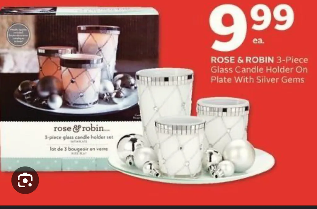 rose and robin 3 piece glass candle holder set photo 1