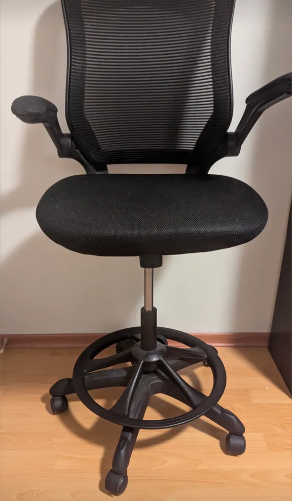 Black Mesh Ergonomic Drafting Office Chair photo 1