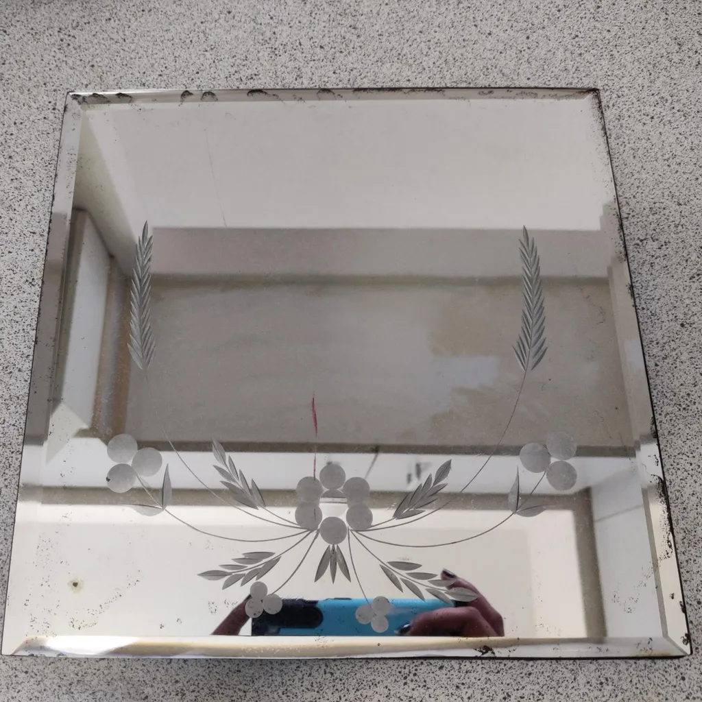 small vintage etched mirror photo 1