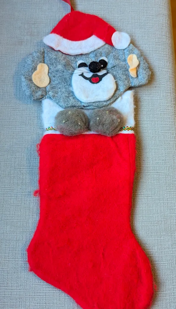Christmas Stocking - Mouse with Santa Hat photo 1