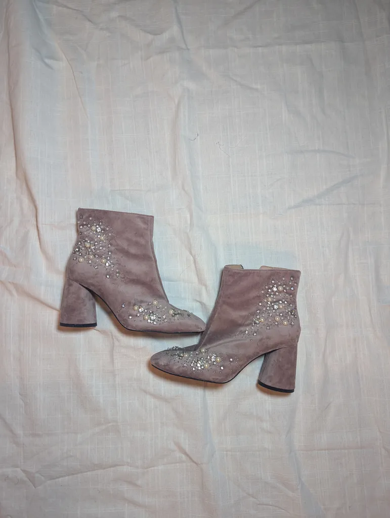Zara pearl heel booties photo 1