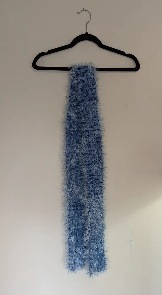 Blue and White Fuzzy Scarf photo 1