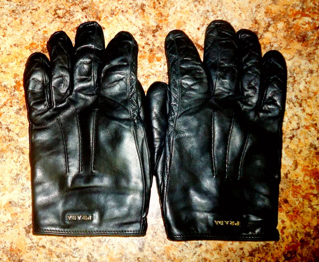 Prada Black Napa Leather Gloves w/Branded Logo Mint photo 1
